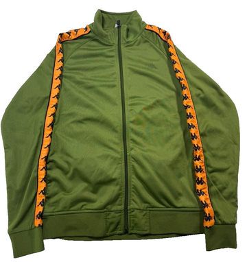 Kappa 222 Banda Anniston Slim Track Jacket In Green With Orange - Size M