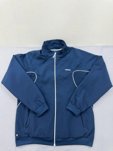 Reebok Men's Navy Track Jacket M Nylon Mesh Lining Zip Pockets