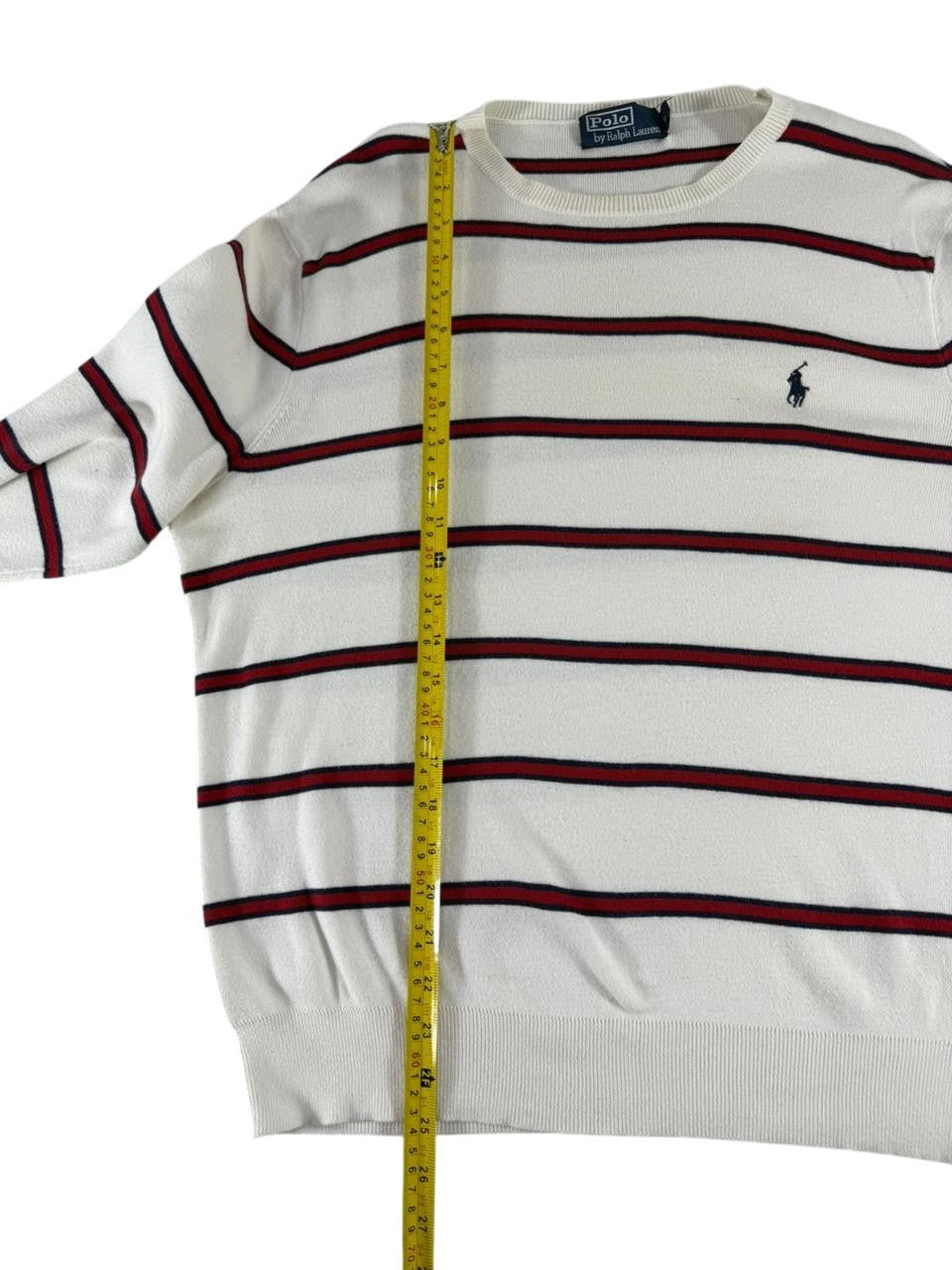 Polo Ralph Lauren Men's Striped Crewneck Sweater White Red Navy Size Large