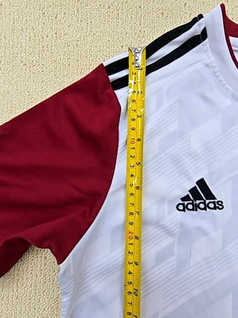 Adidas White/Red Soccer Jersey Short Sleeve 3-Stripes Unisex Adult