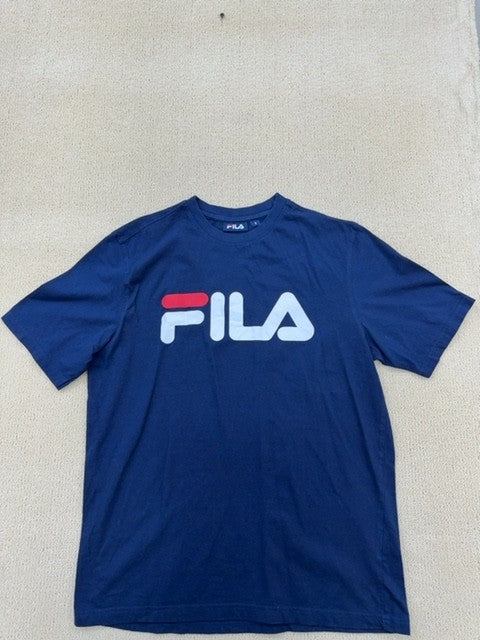 Fila Men's Navy T-Shirt – Size S, Logo, Short Sleeve
