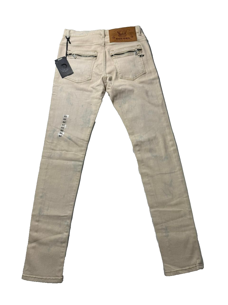 Diesel D-Amny Biker Skinny Jeans Beige Design Denim Pant | Men's | Size 30