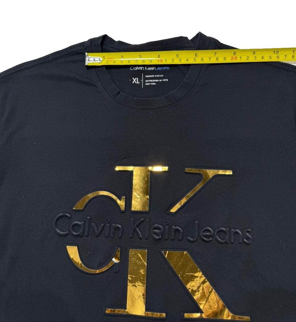 Calvin Klein Men's Metallic Cotton Logo T-Shirt -Black Size XL