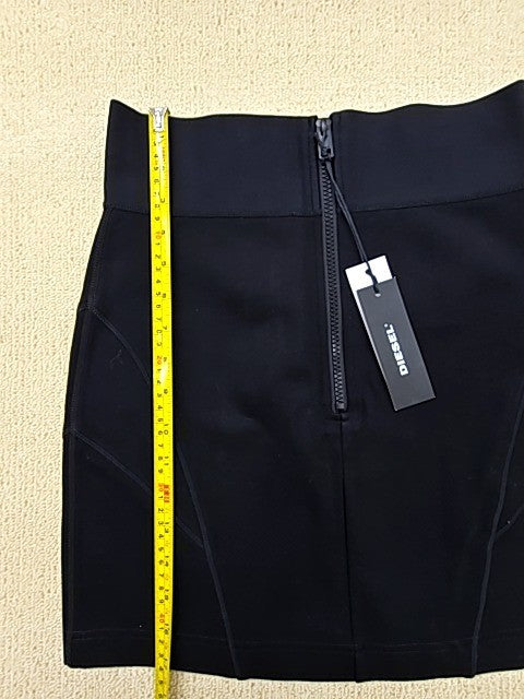 Diesel Black High-Waisted Mini Skirt M Zipper Polyamide Elastane
