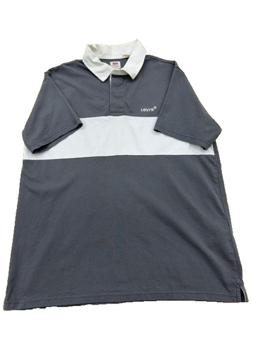 Levi's Men's Grey Striped Polo Shirt Size M Cotton Pique Casual