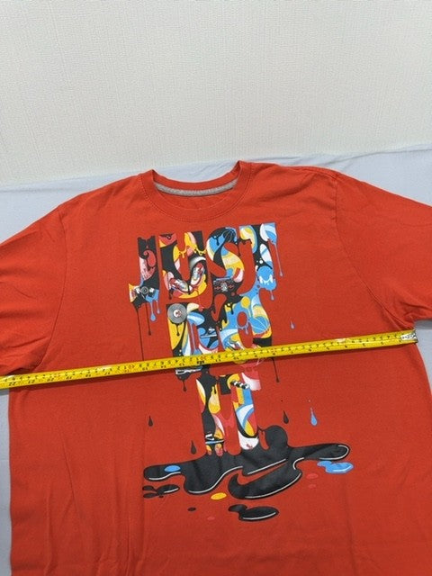 Nike Men's Orange Paint Splatter Short Sleeve T-Shirt Regular Cotton