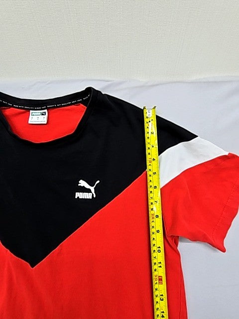 Puma Men's Red Color Block Short Sleeve Crew Neck Tee L