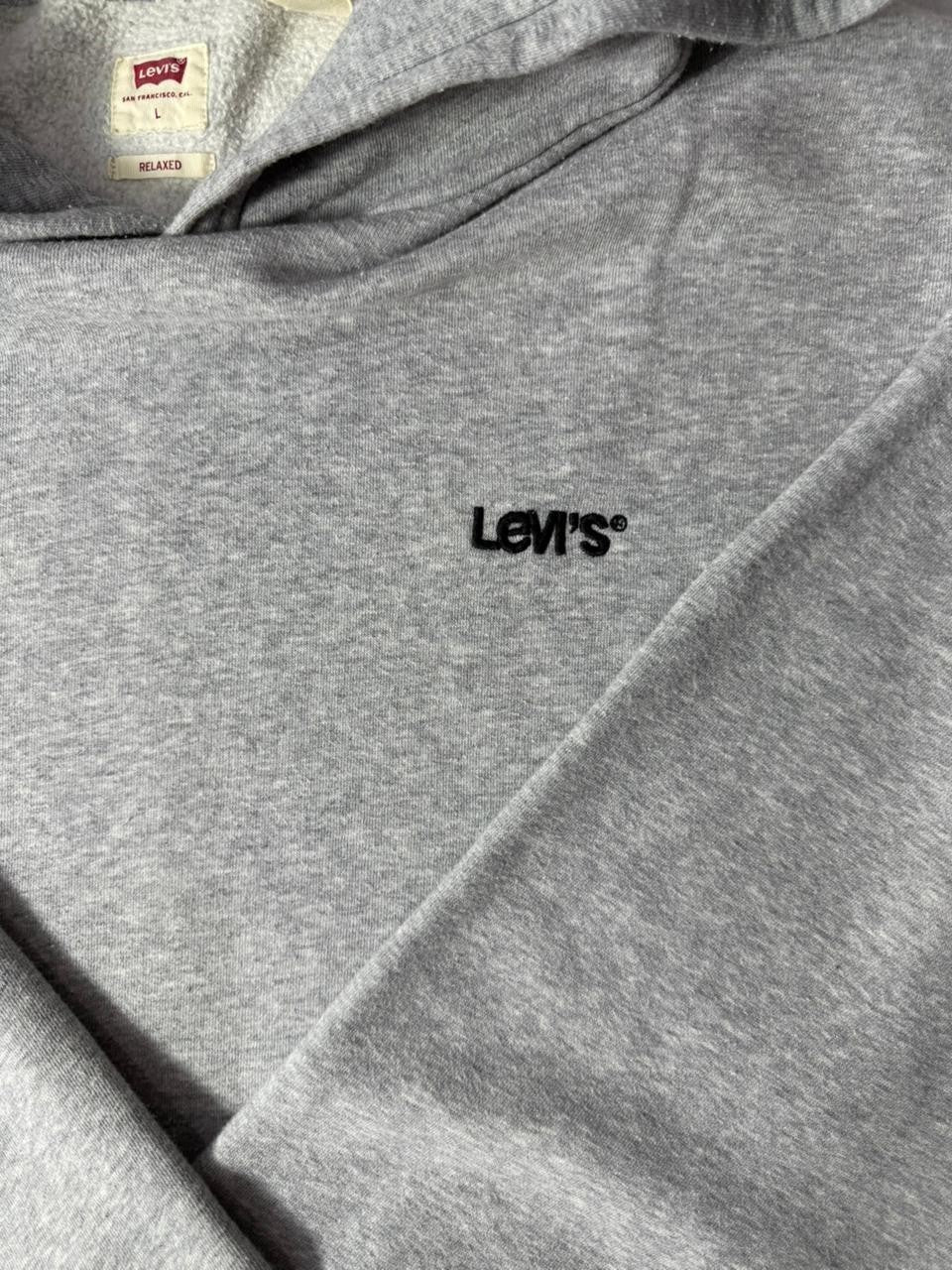 Levi's Gray Hoodie Men's Large L Relaxed Fit Pullover Fleece Sweatshirt