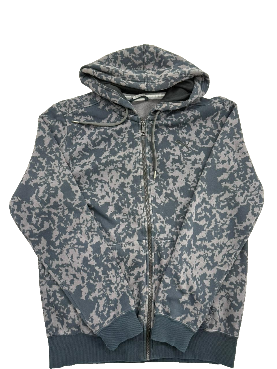 Puma Ess+ Camo Navy Zip Hoodie Men's M Regular Fit Cotton Blend