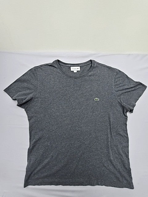 Lacoste Gray Cotton T-Shirt XL Men Short Sleeve Croc Logo