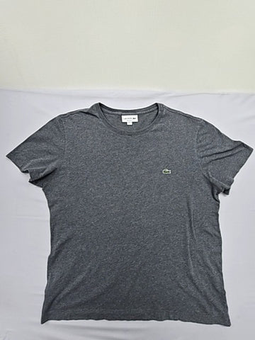 Lacoste Gray Cotton T-Shirt XL Men Short Sleeve Croc Logo