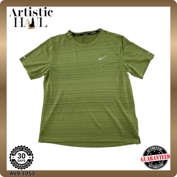 Nike Men's M Green Striped Dri-FIT Short Sleeve Crew T-Shirt