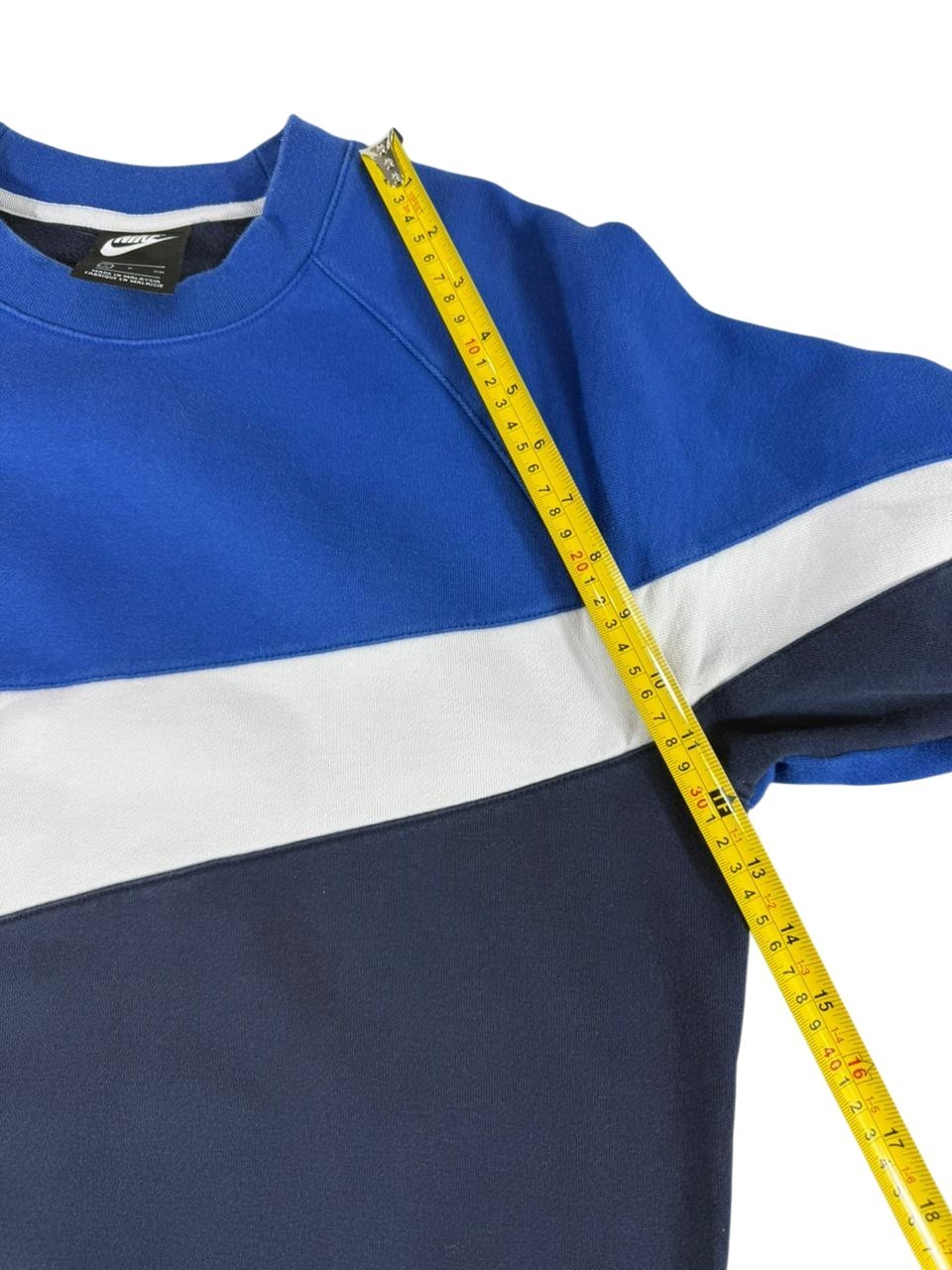 Nike Men's Crewneck Sweatshirt Blue Colorblock Long Sleeve Casual Size Small