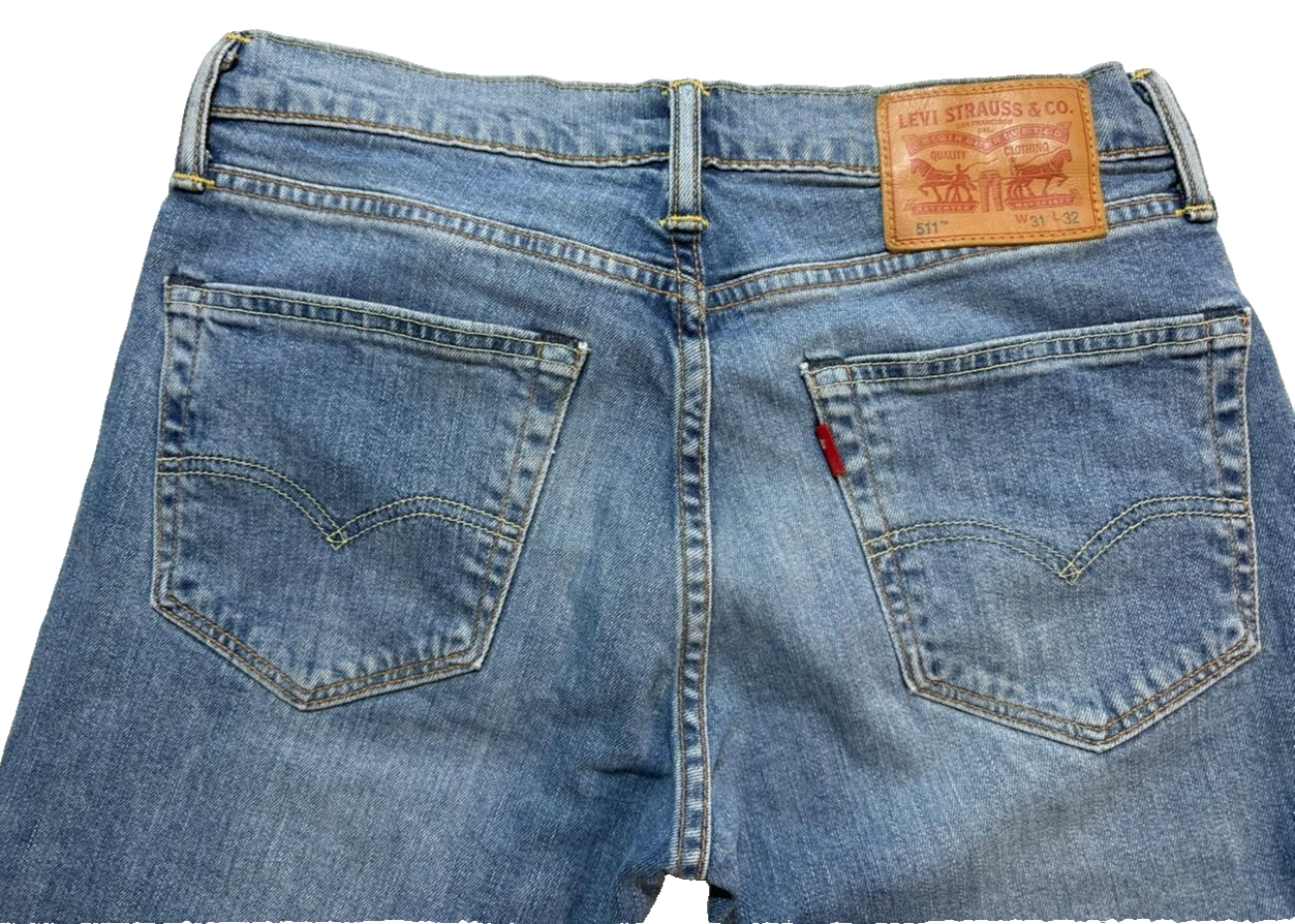 Levi's 511 Jeans Adult 31X32 Blue Denim Medium Wash Straight Trousers Men