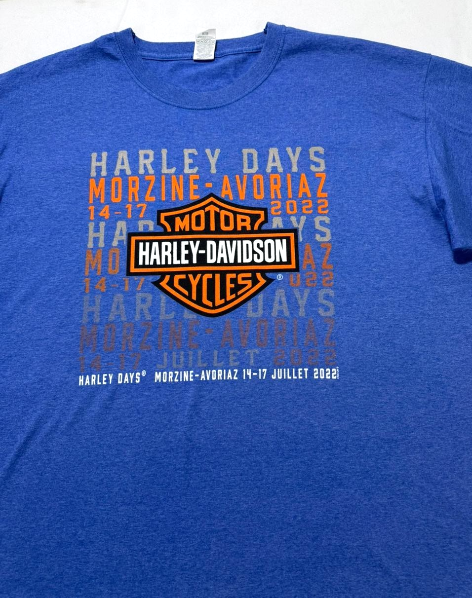 Harley-Davidson Morzine-Avoriaz "Harley Days" Event T-Shirt Blue Fruit Of Loom