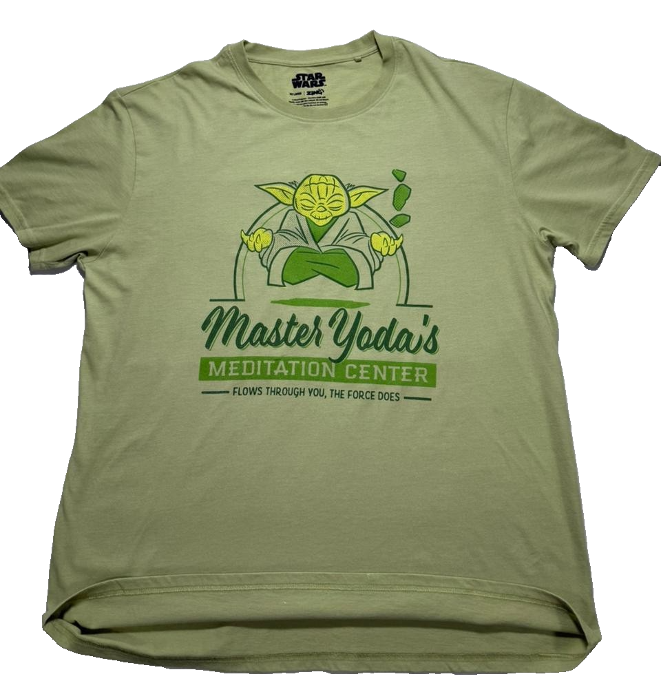 Star Wars Shirt Master Yoda Meditation Center Light Green Short Sleeve XXL
