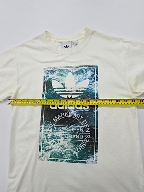 adidas Unisex Kids White Logo Graphic T-Shirt Size S Crew Neck