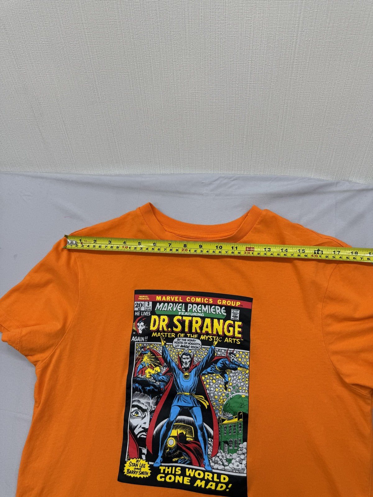 Primark Men's Dr Strange Marvel Orange L Short Sleeve T-Shirt Double Sided