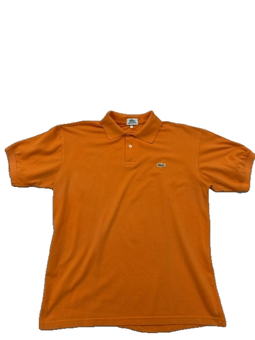 Lacoste Men's Orange Cotton Polo Shirt Short Sleeve Button Regular