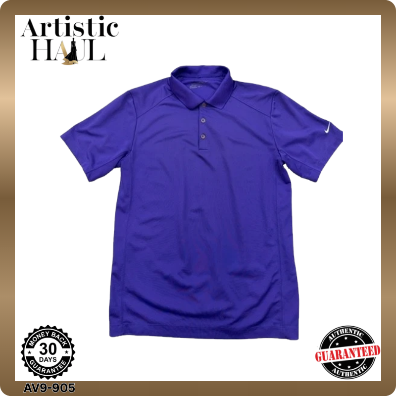 Nike Golf Men's Polo Shirt Large Purple Dri-FIT Short Sleeve