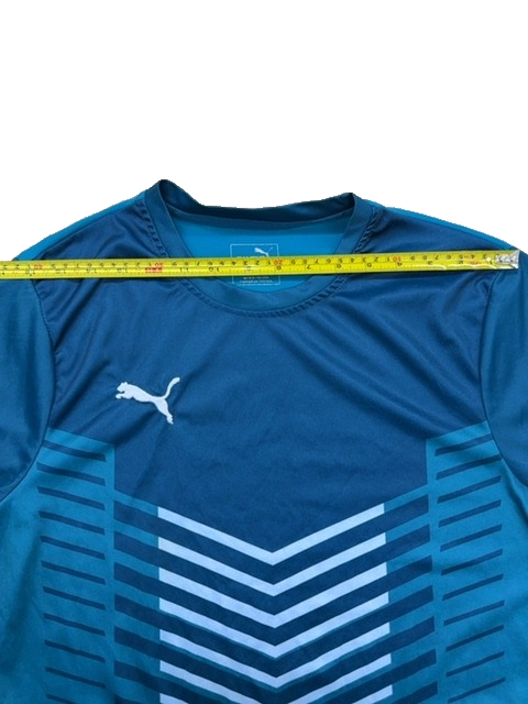 Puma Men's Navy Blue Soccer Jersey Short Sleeve Chevron Crewneck