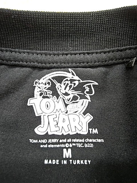 Tom And Jerry Black Graphic T-Shirt Men's M Short Sleeve Crewneck
