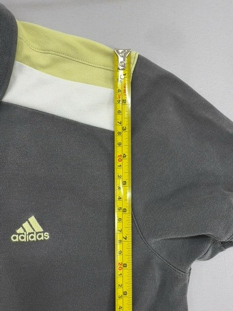 Adidas Men's Grey Striped Cotton Polo Shirt Short Sleeve Size S