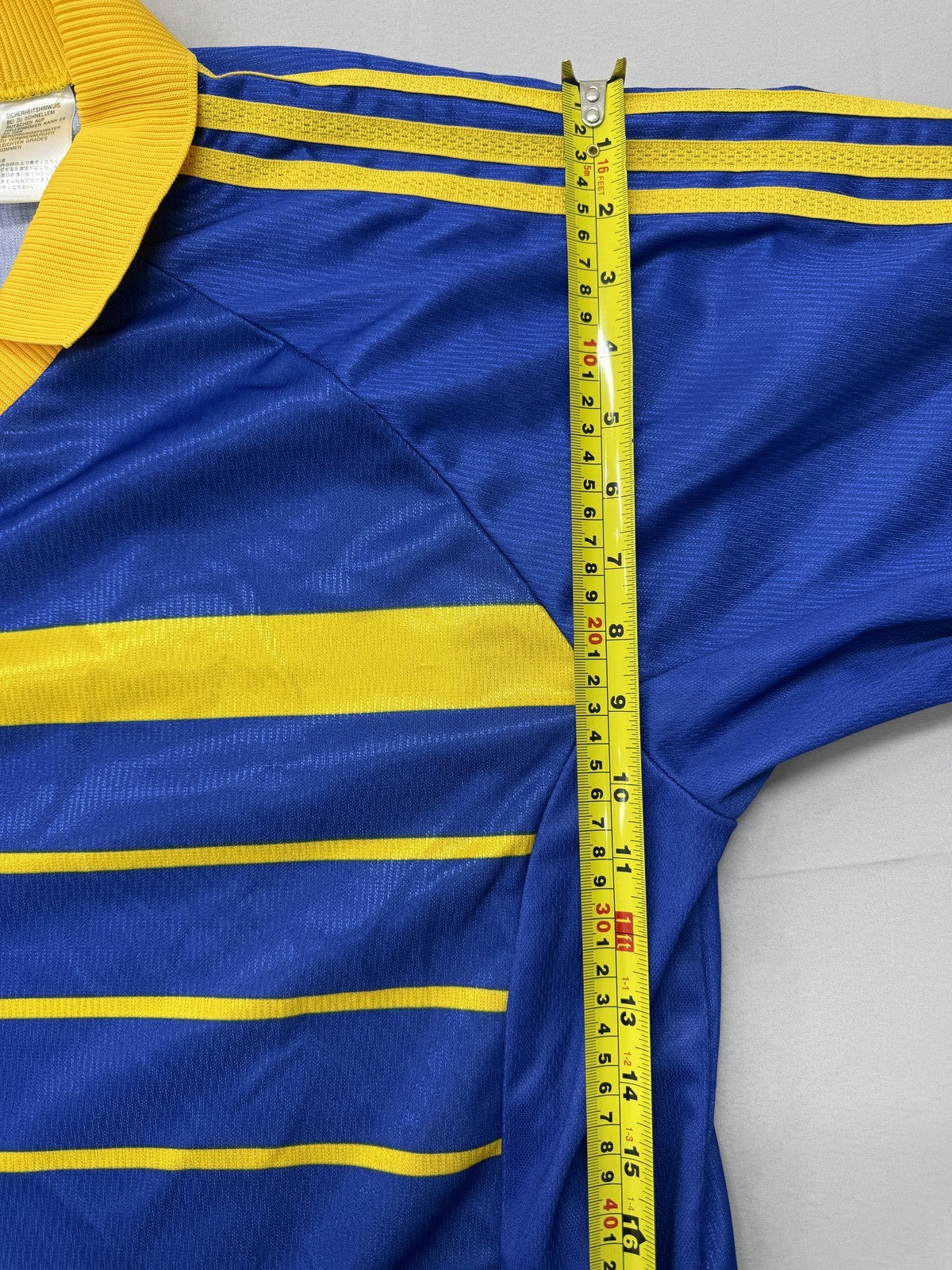 Adidas Men's Blue Yellow Striped Soccer Jersey XL Long Sleeve