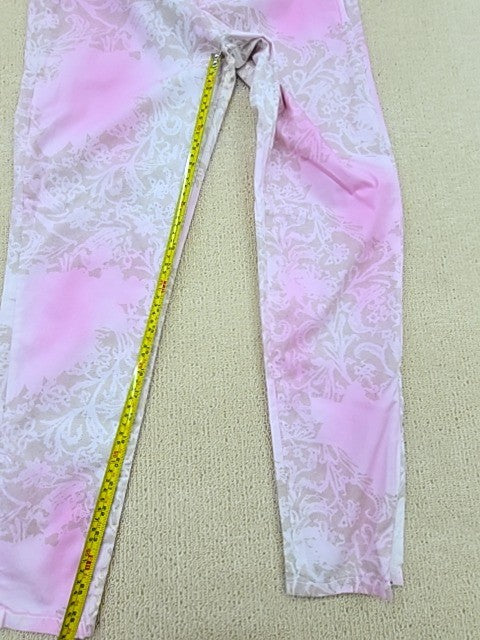 Harmont & Blaine Pink Floral Chinos Women's Tapered Italy Cotton Leather Size 42