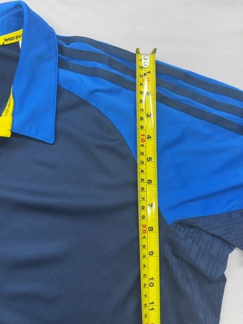 Adidas Climacool Colorblock Polo Shirt L Navy Blue Yellow Trim