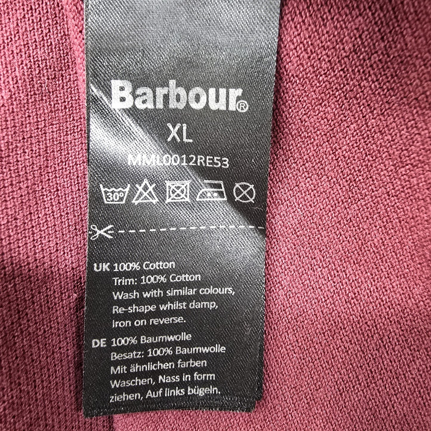 Barbour Men's Burgundy Logo Polo Shirt Size XL
