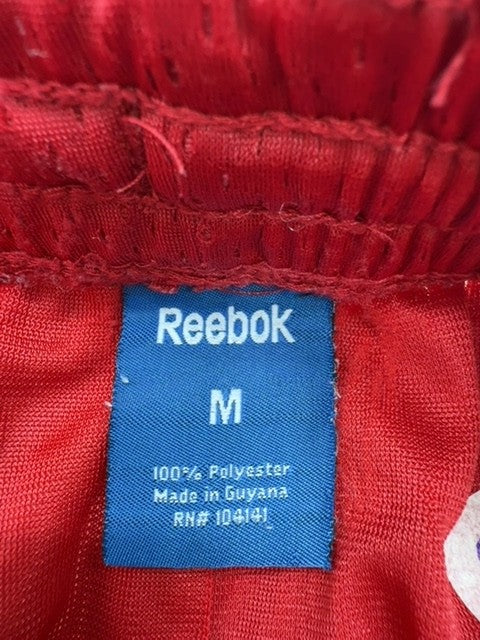 Reebok Men Red Mesh Athletic Shorts Size M Elastic Drawstring Logo