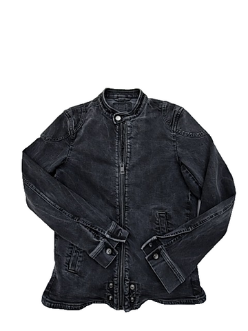 Diesel Men's Black Distressed Moto Denim Jacket Size M