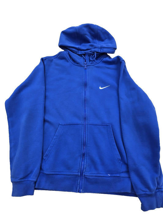 Nike Unisex Blue Hoodie – Size L, Full Zip