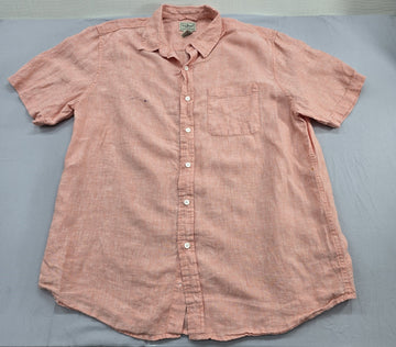 L.L.Bean Men's Peach Linen Short Sleeve Button-Down Shirt Size L