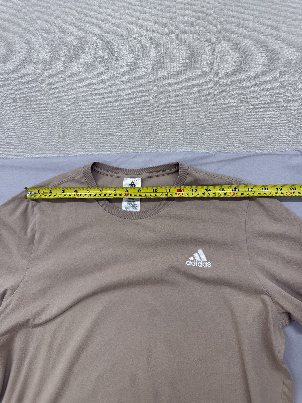 Adidas Men's Beige Cotton T-Shirt Size L Crew Neck Logo