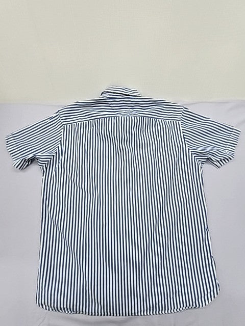 Tommy Hilfiger Men's Navy White Stripe Short Sleeve Oxford Shirt L