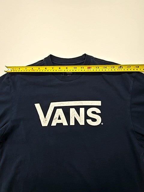 Vans Men Black Logo Graphic T-Shirt Size M Classic Fit Crew Neck