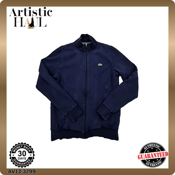 Lacoste Men's Navy Full Zip Hoodie Fleece S Crocodile Logo