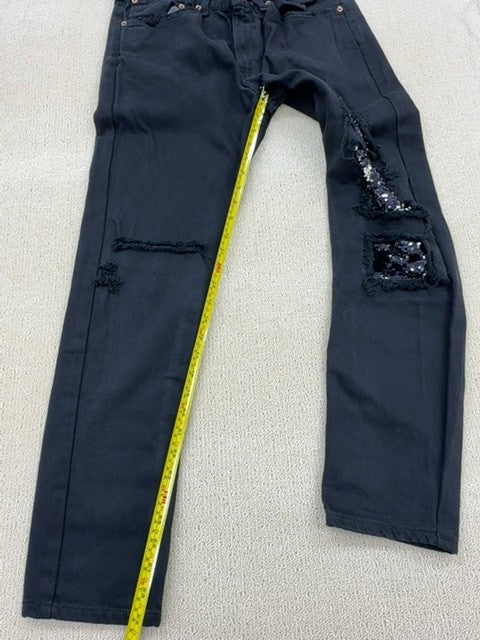 Levi's 501 Original Fit Black Vintage Jeans Men's 28 Distressed Sequin