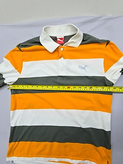 Puma Men's Multi Striped Long Sleeve Polo Shirt Size M