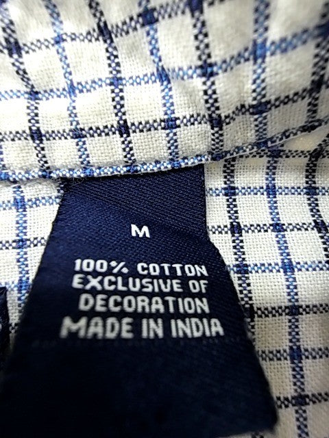 Chaps Blue Gingham Long Sleeve Button Down Cotton Men's M Shirt