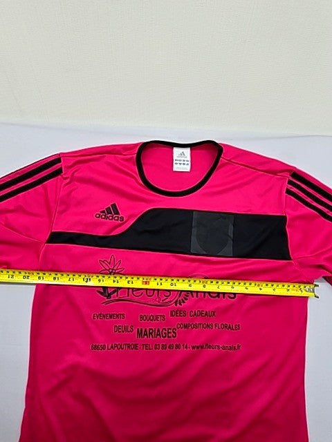 Adidas Pink Striped Football Jersey Men's M Short Sleeve Crewneck