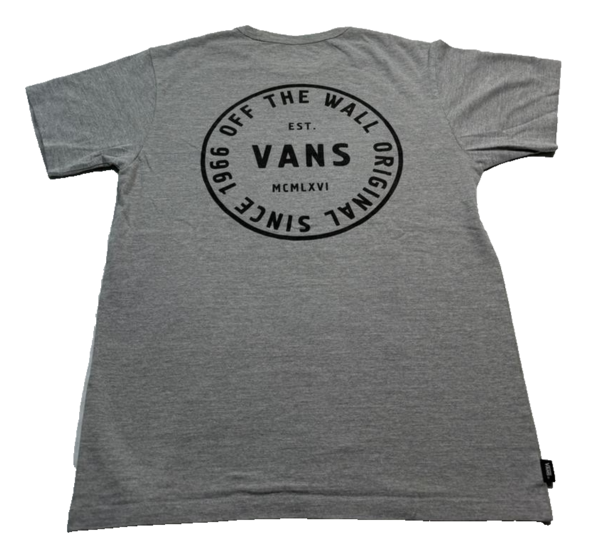 Vans Gray Cotton T-Shirt, Men'S S, Off The Wall, Classic Fit Casual Tee