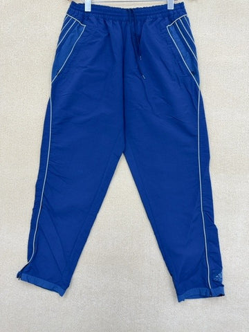 Adidas Men's Blue Track Pants Size 5 Drawcord Zip Pockets Tapered