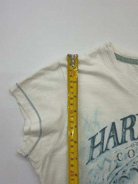 Hard Rock Women Cream Graphic T-Shirt Size S Soft Jersey Knit Regular