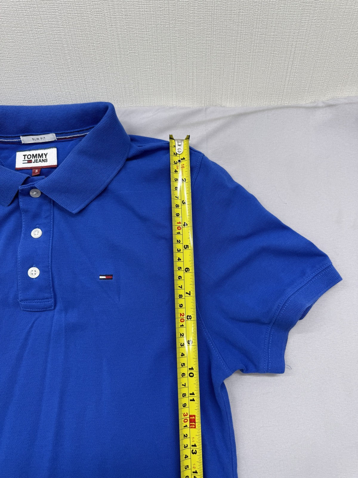 Tommy Jeans Men's Polo Shirt Small Royal Blue Cotton Slim Fit