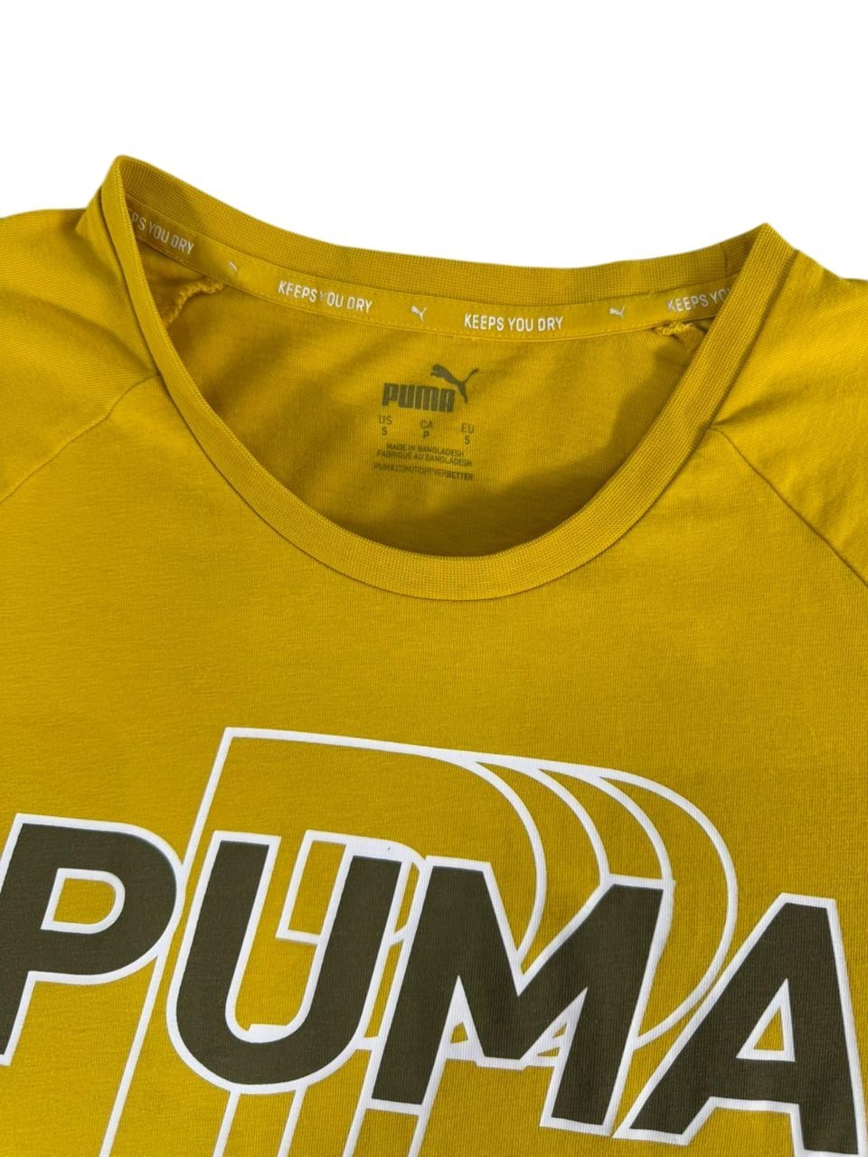 Puma Men's Yellow Logo T-Shirt Size S Short Sleeve Crew Neck