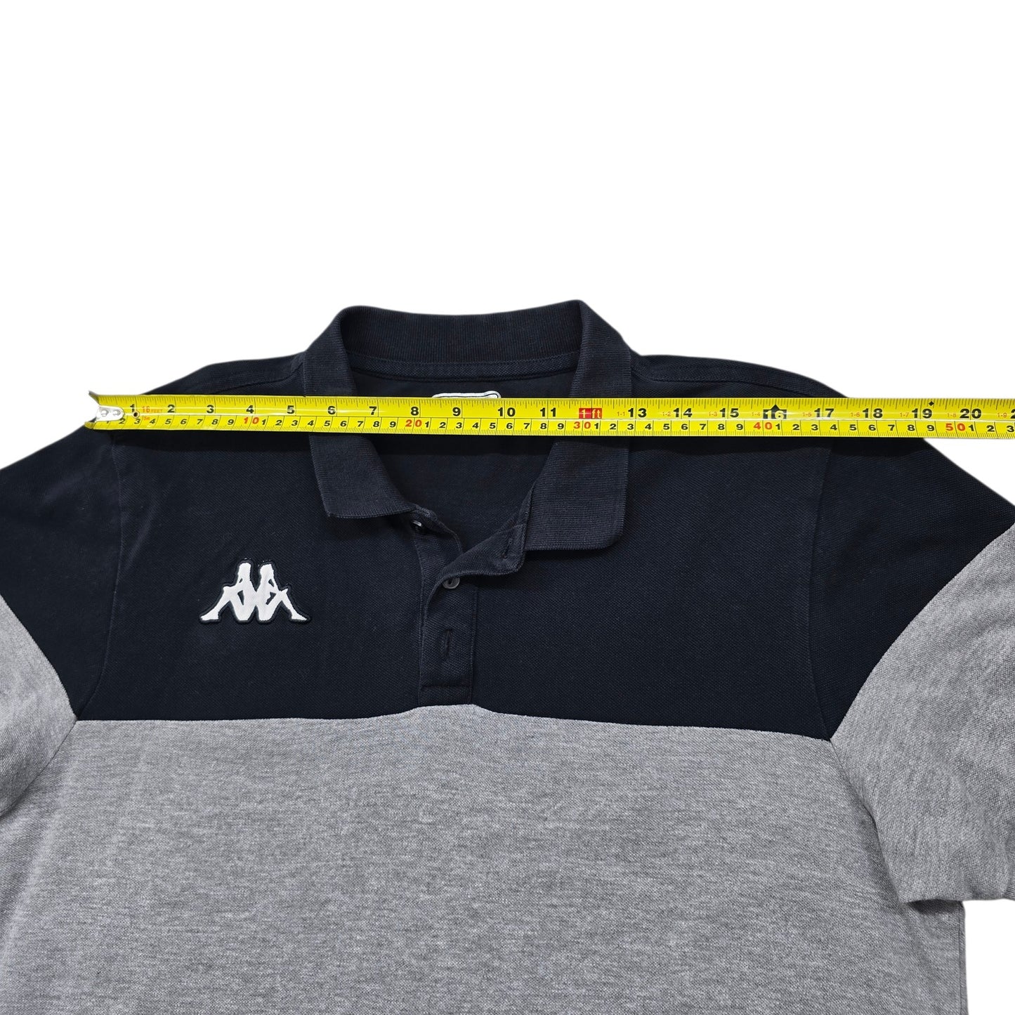 Kappa Men's Grey Black Color Block Polo Shirt XL