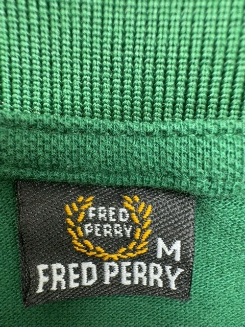 Fred Perry Green Cotton Polo Shirt Men's M Short Sleeve Button